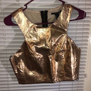 Rose gold metallic crop top